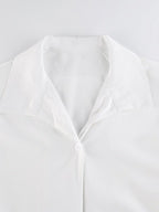 Knotted Tie Strap Cropped Long Sleeve Blouse