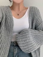 Open Front Long Sleeve Knit Cardigan