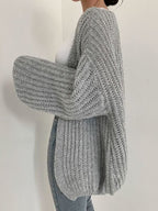 Open Front Long Sleeve Knit Cardigan