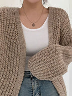 Open Front Long Sleeve Knit Cardigan