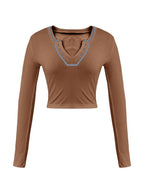Long Sleeve Ribbed Knit Crop Top