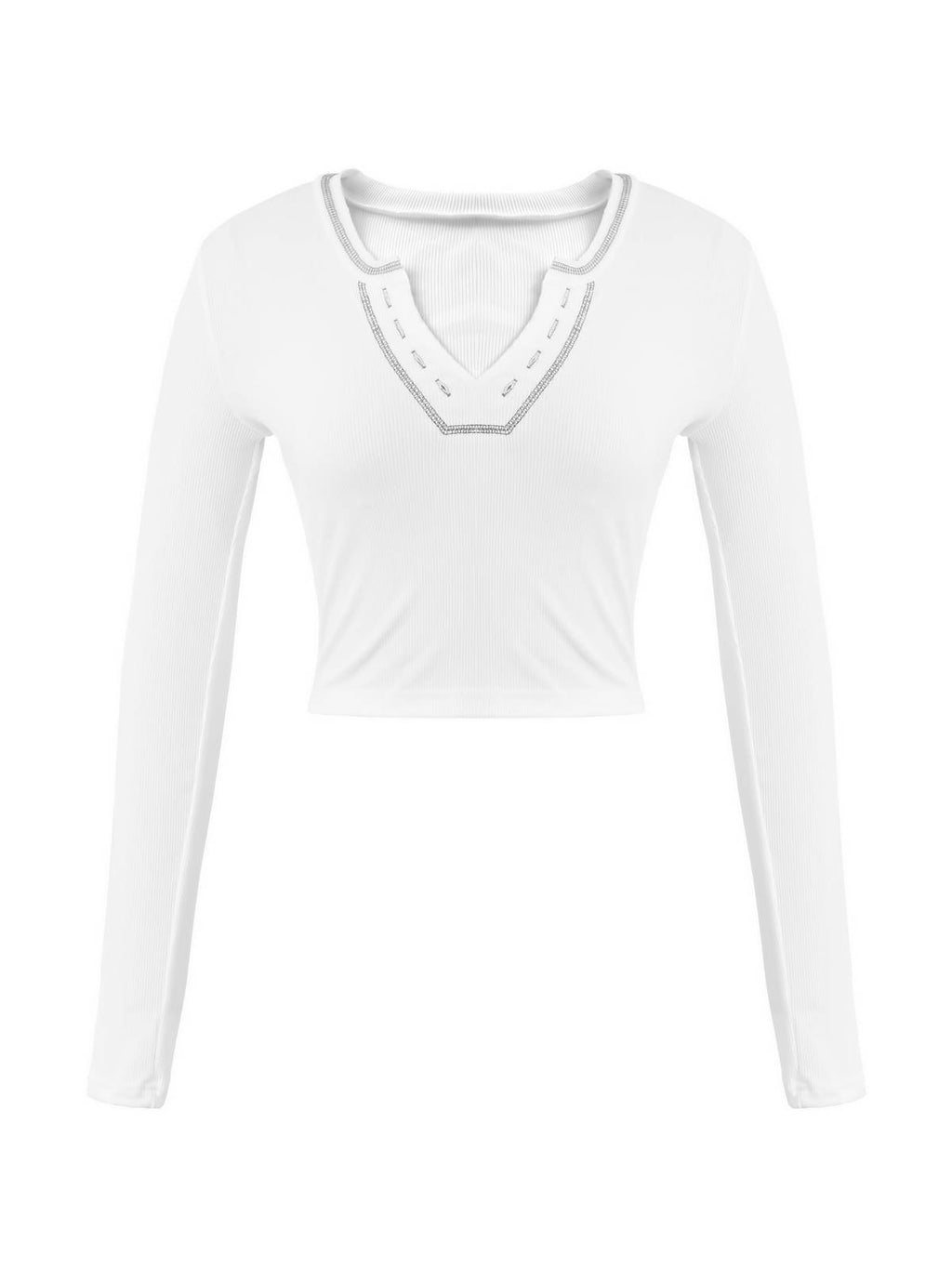 Long Sleeve Ribbed Knit Crop Top