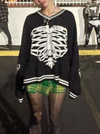 Heart Skull Jacquard Knit Sweater