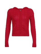 Cable Knit Zip Up Hooded Cardigan