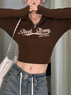Street Storm Graphic Knit Crop Top