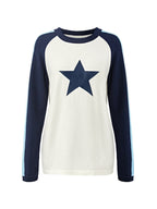 Raglan Sleeve Star Print Pullover Sweater