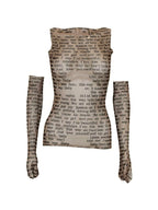 Sleeve Cover Printed Mesh Tank Top