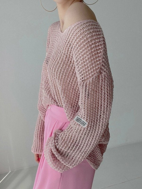 Oversized Hollow Out Crochet Knit Top