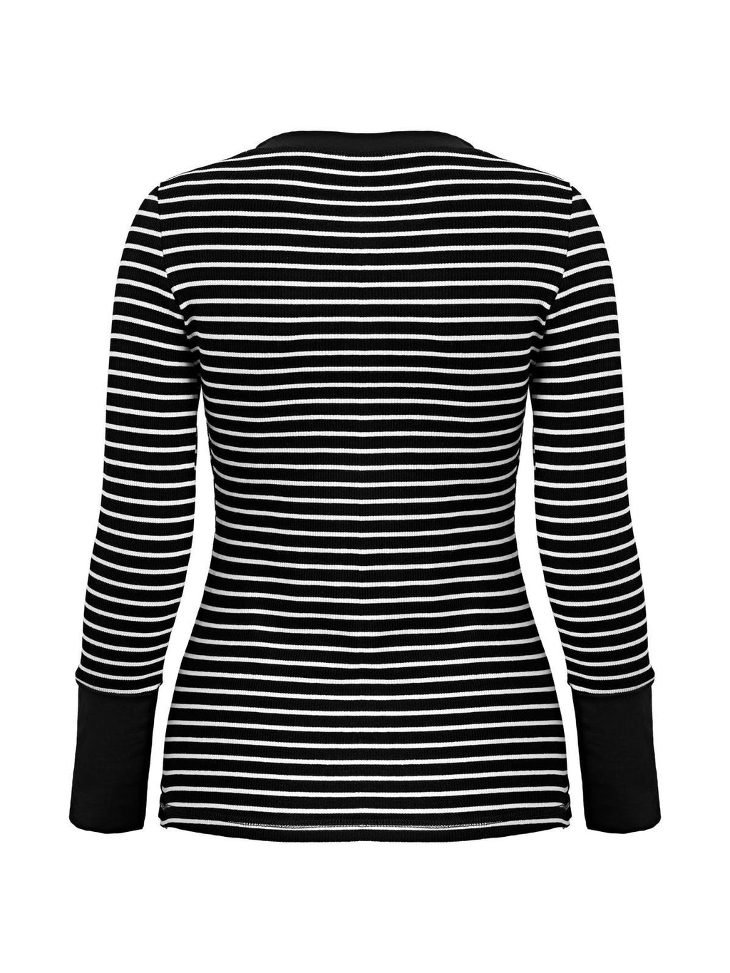 Vintage Striped Button Front Ribbed Knit Top