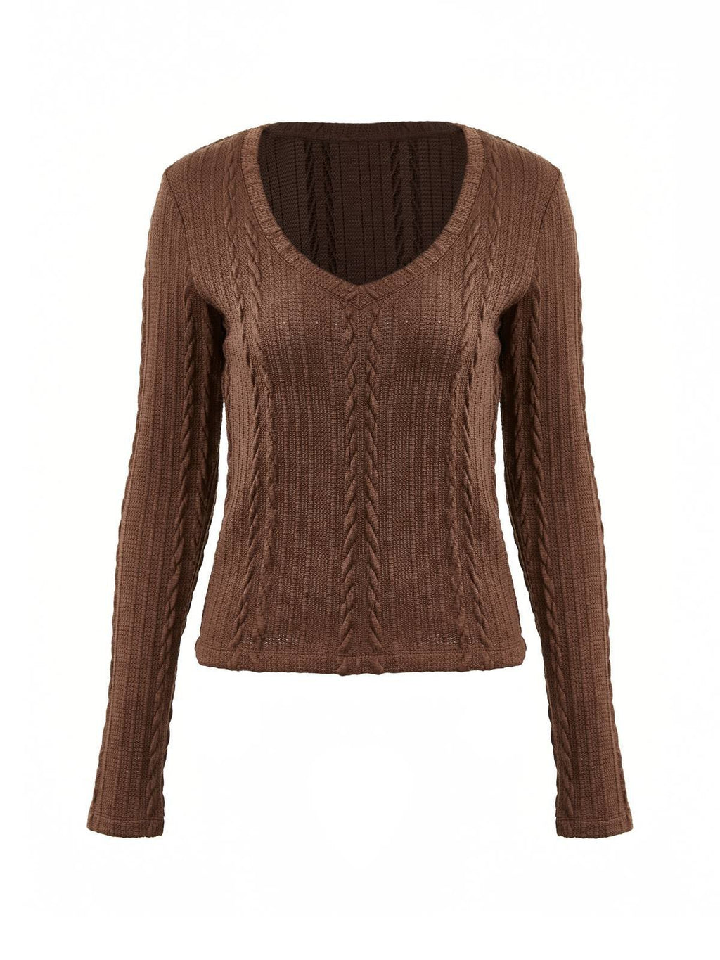 Vintage V Neck Cable Knit Top
