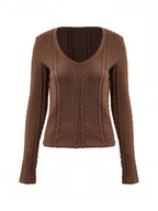 Vintage V Neck Cable Knit Top