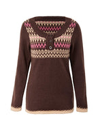 Button Front Jacquard Knitted Sweater