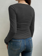 Vintage Striped V Neck Knit Top