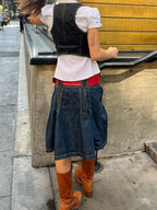 Buttoned Denim Y2K Corset Top