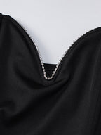 Rhinestone Trim Strapless Black Corset Top