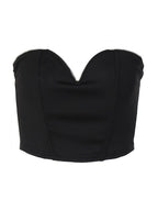 Rhinestone Trim Strapless Black Corset Top
