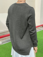 V Neck Metallic Black Pullover Sweater