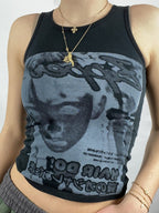 Pixel Face Print Crop Tank Top