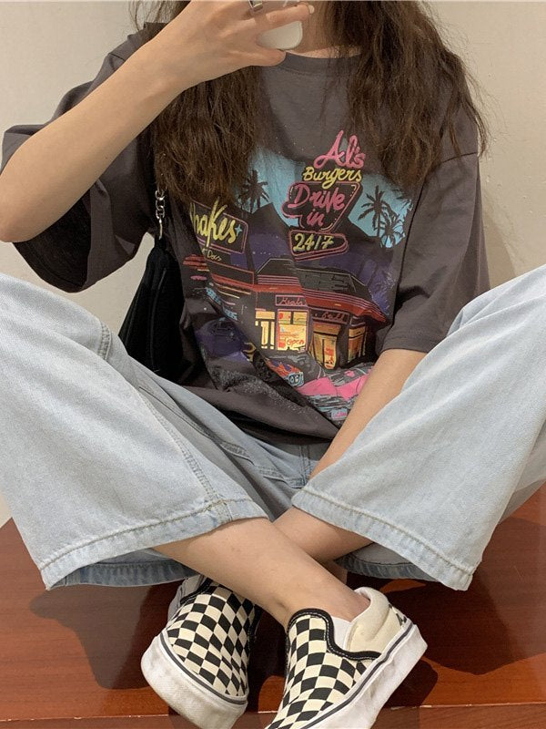 Motel Graphic Short Sleeve Oversized Tee