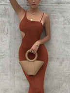Irregular Cutout Cami Party Maxi Dress