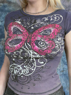 Butterfly Print Crop Top