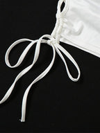 White Lace Up Cutout Halter Crop Cami Top