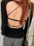 Long Sleeve Backless Knit Top
