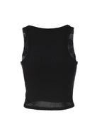 Rhinestone Embellish Ribbed Cropped Tank Top