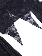 Split Lace Cropped Long Sleeve Blouse