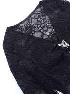 Split Lace Cropped Long Sleeve Blouse