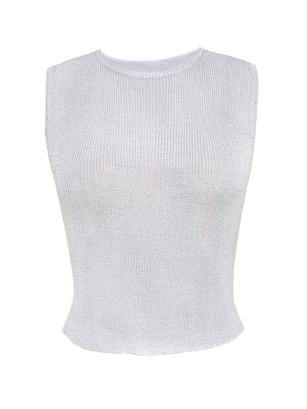 Semi Sheer Metallic Tank Top