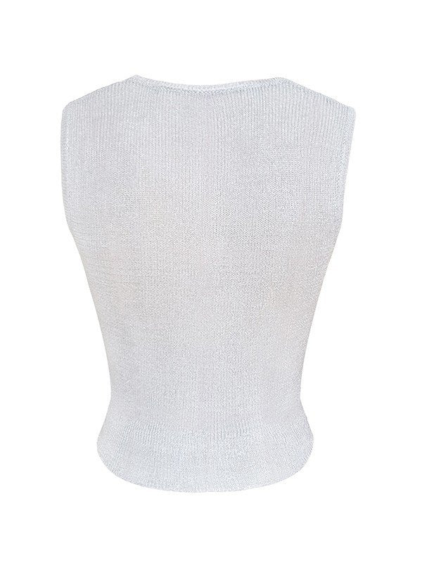 Semi Sheer Metallic Tank Top