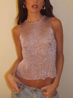 Semi Sheer Metallic Tank Top