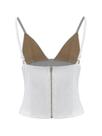 V Neck Panel Lace Crop Cami Top
