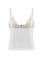 V Neck Panel Lace Crop Cami Top