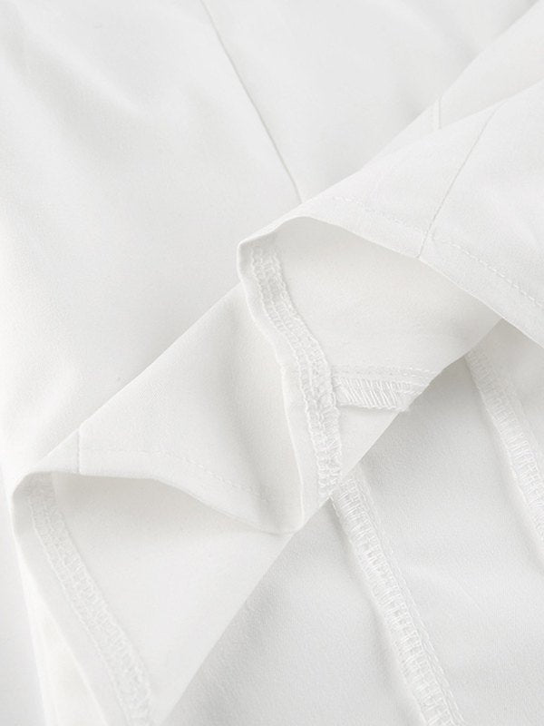 Tie Design White Cropped Blouse