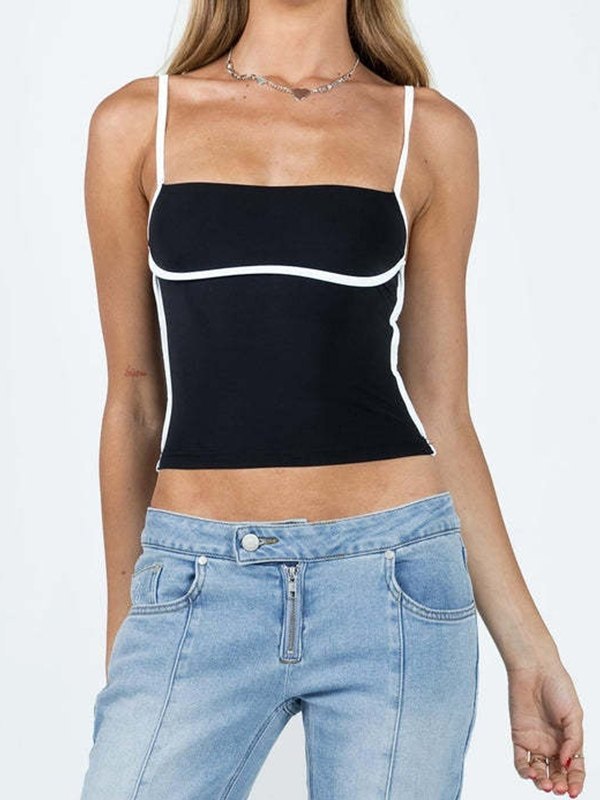 Contrast Trim Slim Crop Cami Top