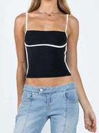 Contrast Trim Slim Crop Cami Top