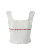 Square Neck Lace Stitching Crop Cami Top