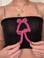 Bow Design Crochet Knitted Tube Top