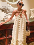 Halter 3D Crochet Lace Maxi Dresses