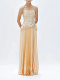 Haley Sleeveless Folds Maxi Dress