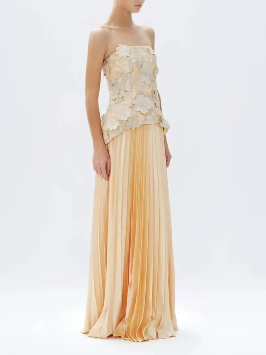 Haley Sleeveless Folds Maxi Dress