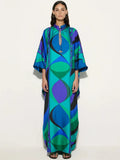 Psychedelic Swirling Iride Satin Kaftan