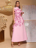 Anna Purple One Shoulder 3D Floral Maxi Dress