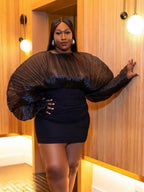 Mesh Batwing Sleeve Bandage Dress