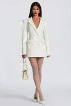 Osanne White Double Breasted Blazer Mini Dress