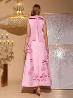 Anna Purple One Shoulder 3D Floral Maxi Dress