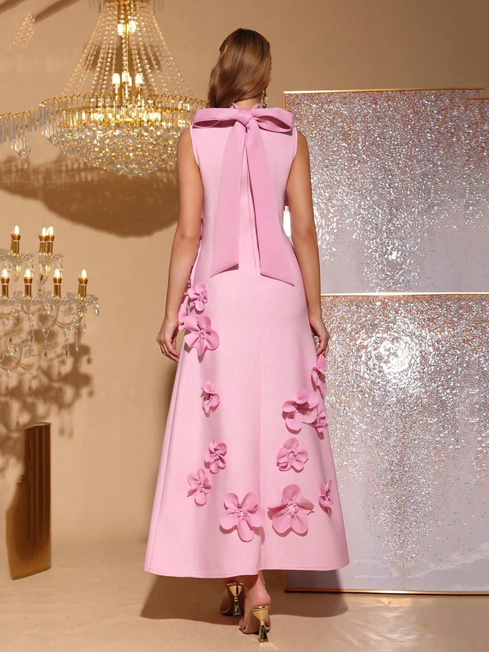 Anna Purple One Shoulder 3D Floral Maxi Dress