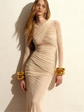 Evara Light Apricot 3D Floral Maxi Dress Set